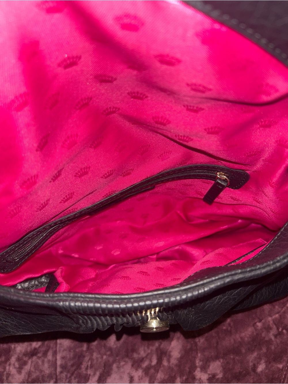 Juicy Couture Black Leather Shoulder Bag with Gold Hardware - Picture 2 of 3